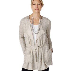 Purejill‎ J. Jill Gray Tie Waist Waterfall Cardigan Sweater w/Pockets Size MP